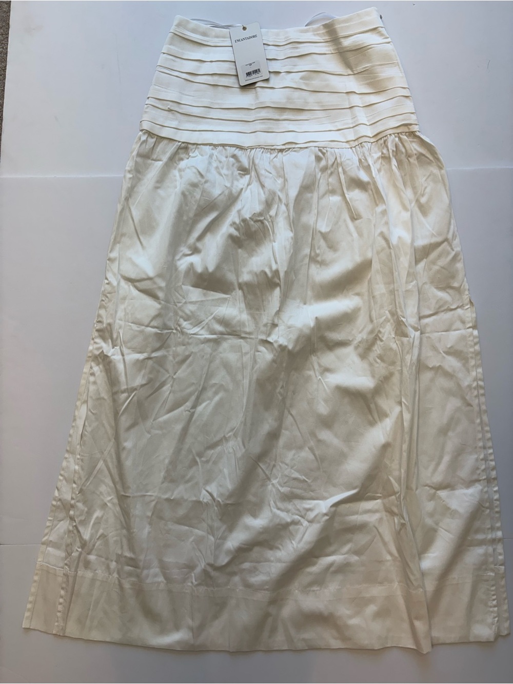 Encantadore Catali White Cream Maxi Skirt with Side Slit NWT large - Picture 2 of 5